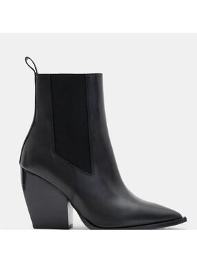 AllSaints Black Leather Pointed Chelsea Booties